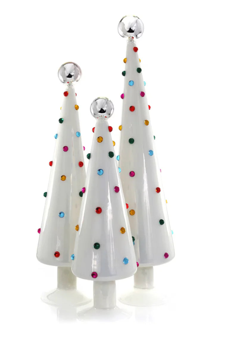 Dotted Glass Trees in White