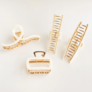 Ivory + Gold Claw Clips