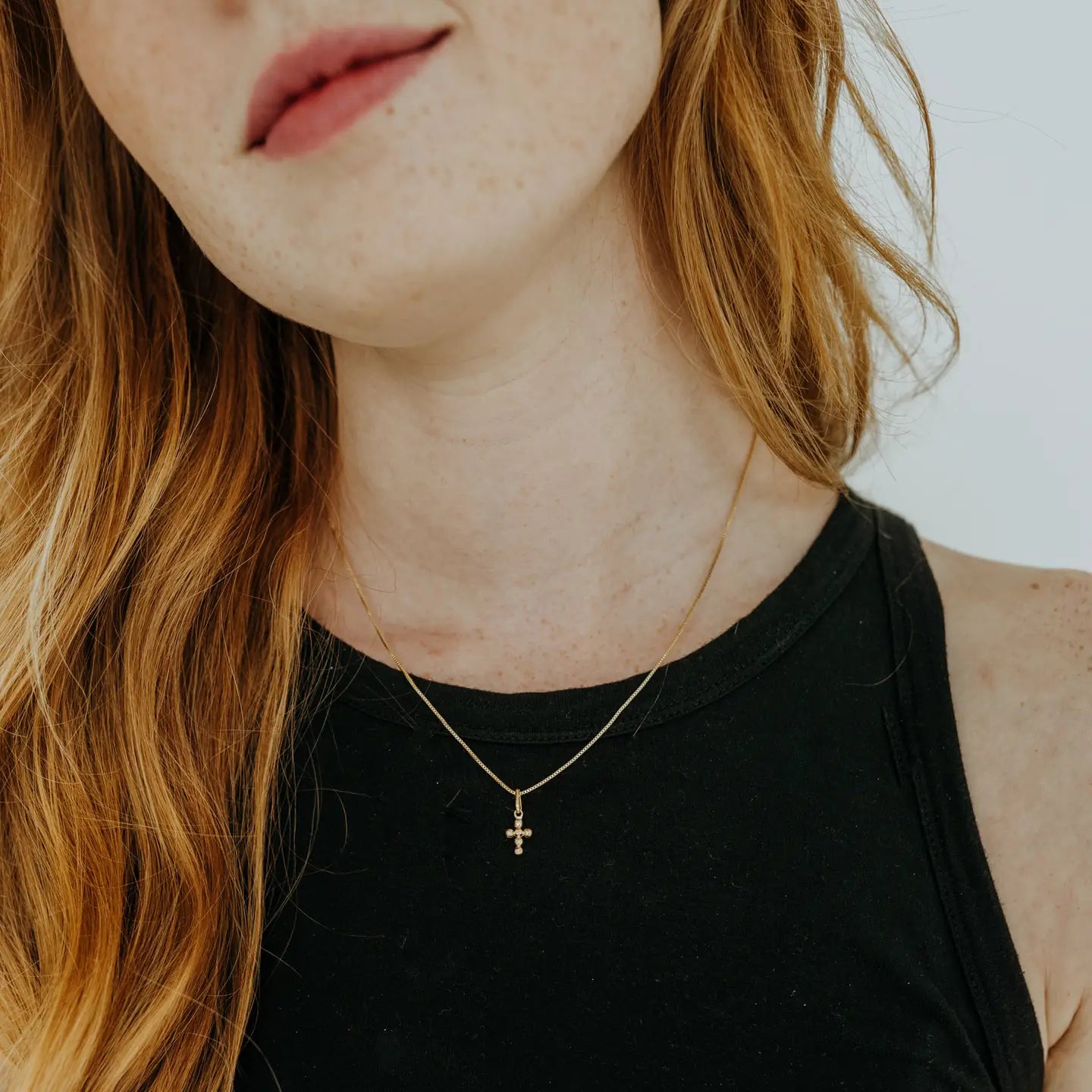 Mini Dot Cross Necklace