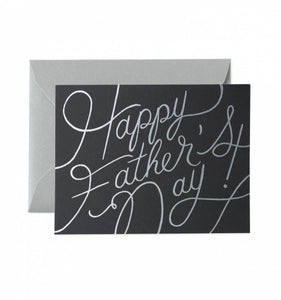 Happy Fathers Day Black Silver Card