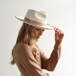 Monroe Fedora in Off White + Taupe