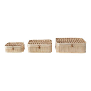 Hand Woven Bamboo Boxes with Closures