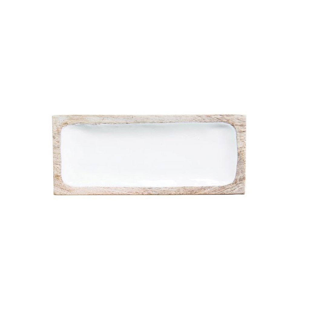 Mango Wood + Enamel Tray