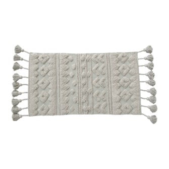 White Tufted Rug with Tassels