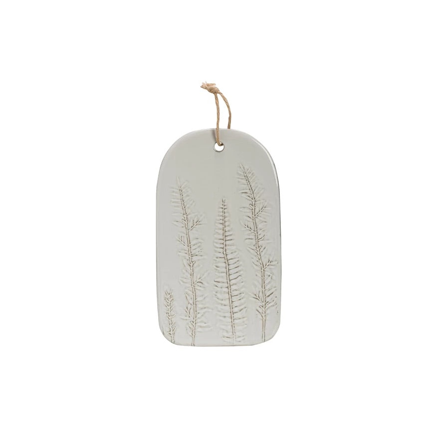 Stoneware Serving Tray with Frond Impressions