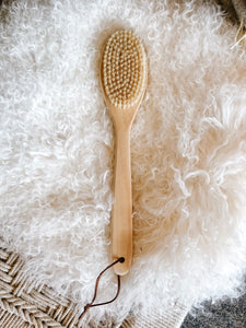 Wood Bath Brush with Leather Tie