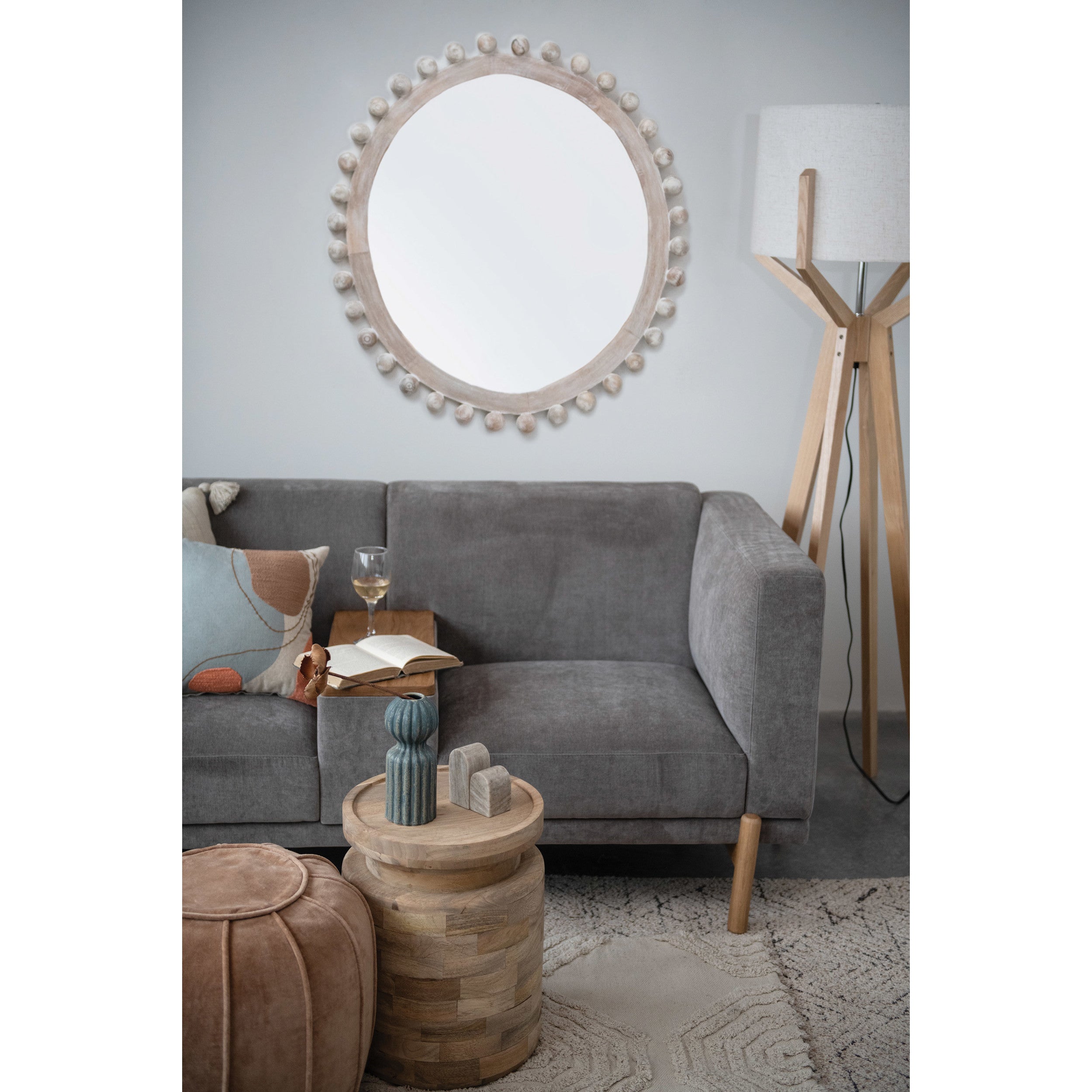 Whitewashed Mango Wood Mirror