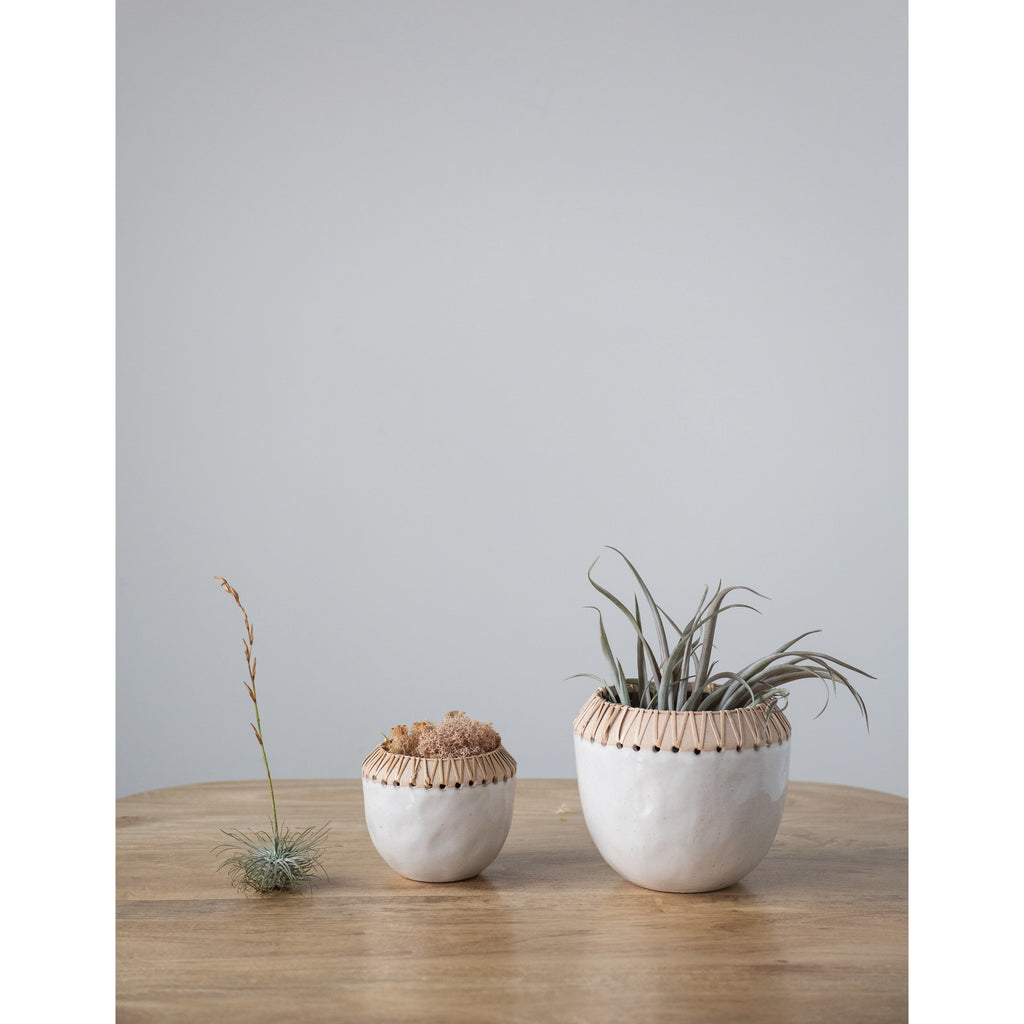 Planters with Rattan Stitching
