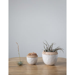 Planters with Rattan Stitching