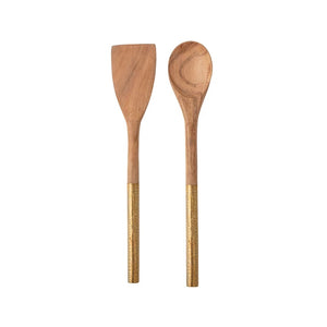 Wood Utensils with Brass Clad Handles